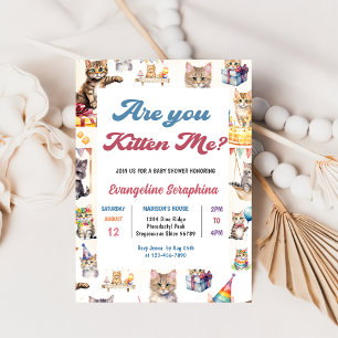 Cute Kitty Chat Baby shower Fête Invitation