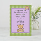 Cute Kitty Chat bébé fille douche Invitation (Debout devant)