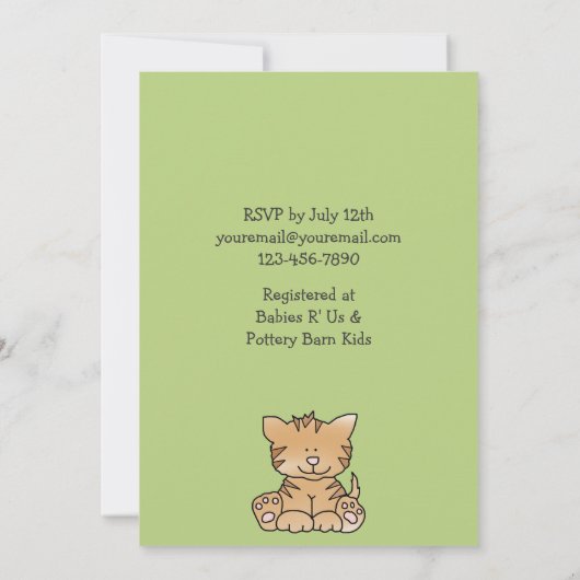 Cute Kitty Chat bébé fille douche Invitation (Dos)