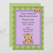 Cute Kitty Chat bébé fille douche Invitation (Devant / Derrière)