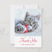 Cute Kitty Chat Biting a Red Santa Hat Merci (Devant)