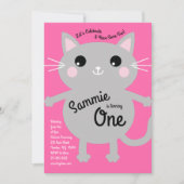 Cute Kitty Chat coloré 1er anniversaire Invitation (Devant)