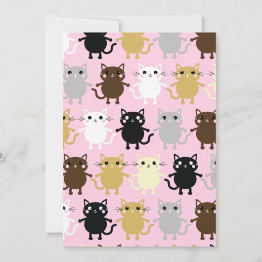 Cute Kitty Chat coloré 1er anniversaire Invitation (Dos)