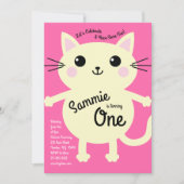 Cute Kitty Chat coloré 1er anniversaire Invitation (Devant)