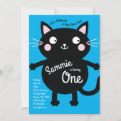 Cute Kitty Chat coloré 1er anniversaire Invitation (Devant)