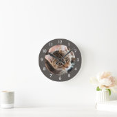 Cute Kitty Chat Horloge ronde personnalisée (Maison)