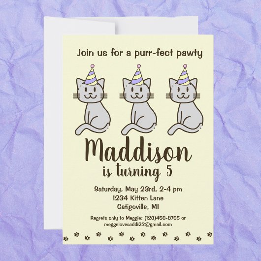 Cute Kitty Chat Invitation Anniversaire