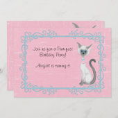 Cute Kitty Chat Invitation Anniversaire ~ Filles (Devant / Derrière)