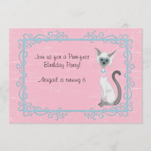 Cute Kitty Chat Invitation Anniversaire ~ Filles