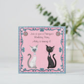 Cute Kitty Chat Invitation Anniversaire ~ Filles (Debout devant)