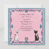 Cute Kitty Chat Invitation Anniversaire ~ Filles (Dos)