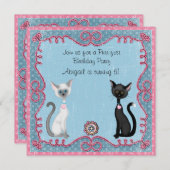 Cute Kitty Chat Invitation d'anniversaire pour les (Devant / Derrière)