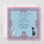 Cute Kitty Chat Invitation d'anniversaire pour les (Dos)