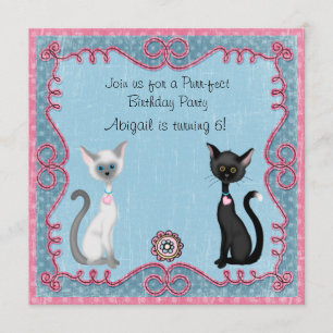 Cute Kitty Chat Invitation d'anniversaire pour les