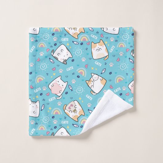 Cute Kitty Chat Motif Whimsical (Gant de toilette)
