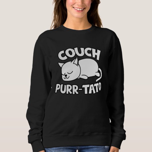 Cute kitty couch potatos  cat couch purr tato trui (Voorkant)