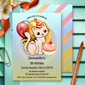 Cute Kitty Cupcake Invitation d'anniversaire pour 
