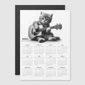 Cute Kitty Guitarist Bow Cravate 2025 Magnet Calen (Devant / Derrière)