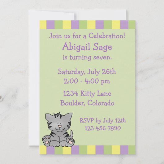 Cute Kitty Invitation Anniversaire (Devant)