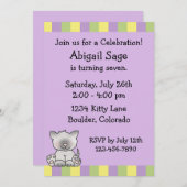 Cute Kitty Invitation d'anniversaire pour les fill (Devant / Derrière)