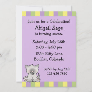 Cute Kitty Invitation d'anniversaire pour les fill