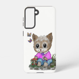 Cute Kitty Kat en Vlinder Samsung Galaxy Hoesje