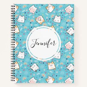Cute Kitty Kat Patroon Whimsisch Notitieboek