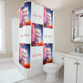 Cute Kitty Nuage Douche Rideau (En situation)