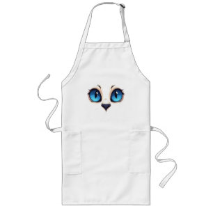 Cute Kitty Ogen Close-up Cartoon Kat Gezicht Illus Lang Schort