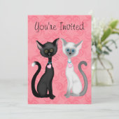 Cute Kity Chats Rose, Noir, Blanc Invitation d'ann (Debout devant)