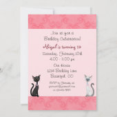 Cute Kity Chats Rose, Noir, Blanc Invitation d'ann (Dos)