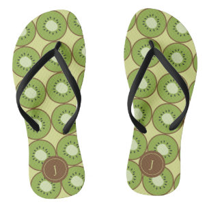 Cute Kiwi Summer Monogram Kiwivruchten, zoete vruc Teenslippers