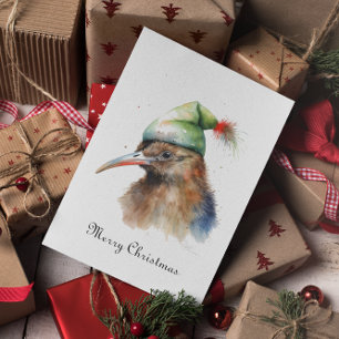 Cute Kiwi Vogel in Kerst Elf Hoed, op maat gemaakt Feestdagenkaart