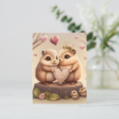 Cute kleine beren cartoon briefkaart (Staand voorkant)