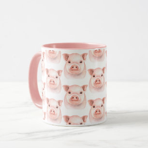 Cute Kleine Biggetje Roze Roze Varkens Boerderij L Mok