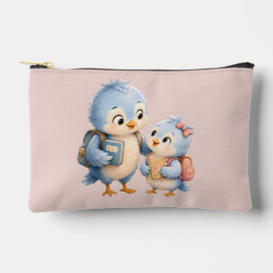 Cute Kleine Blauwe Vogel Broer en Zus Reistas Etui
