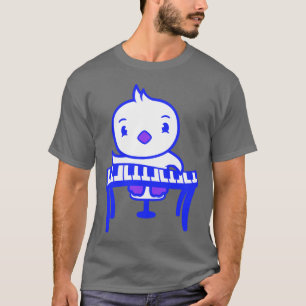 Cute Kleine Eend Kuiken Vogel Speelt Toetsenbord M T-shirt