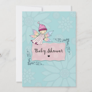 Cute Kleine Fee Baby Meisje Baby Shower Uitnodigin Kaart