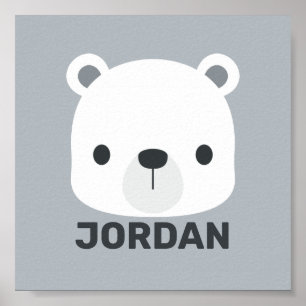 Cute Kleine Ijsbeer met Gepersonaliseerde Naam Poster