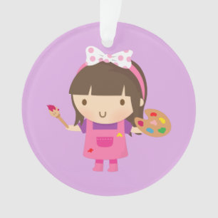 Cute Kleine Kunstenaar Schilder Meisjes Kamer Deco Ornament