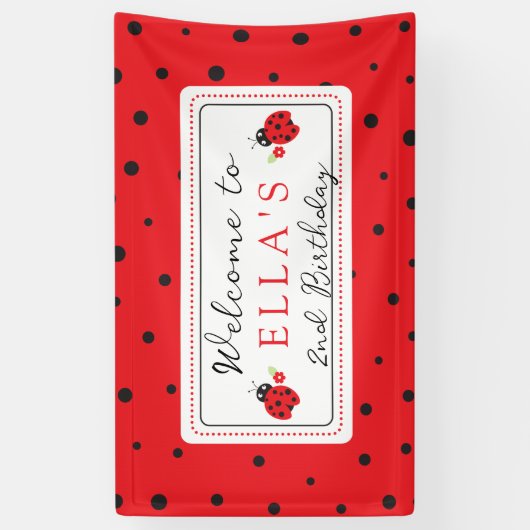 Cute Kleine Lieveheersbeestje Kinderen Verjaardags Spandoek (Verticaal)