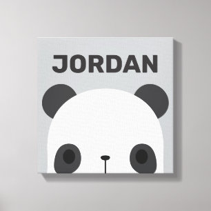 Cute Kleine Panda Beer met Gepersonaliseerde Naam Canvas Afdruk