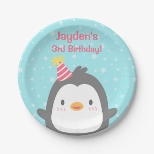Cute Kleine Pinguïn Verjaardagsfeest Supplies Papieren Bordje