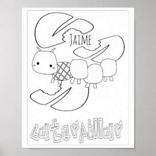 Cute Kleur Bugs Rups Naam Poster
