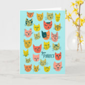 Cute kleurful cat head Patroon JUBILEUM LOVE Kaart (Gele Bloem)