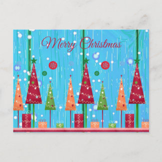 Cute, kleurrijk, kerstbomen, kerstmis briefkaart