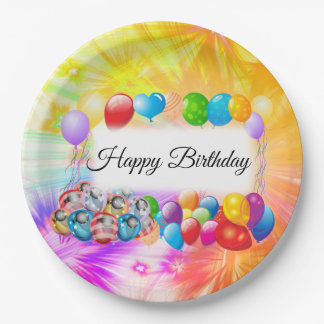 Cute, kleurrijke ballonnen, Fireworks, Birthday Papieren Bordje