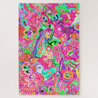 Cute kleurrijke gemengde abstracte monsters keuken legpuzzel