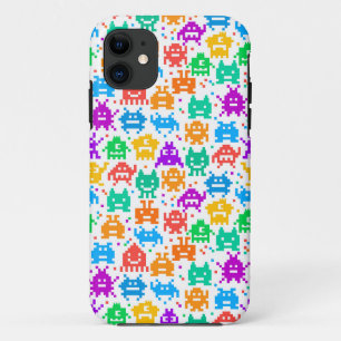 Cute kleurrijke pixelachtige monster patronen iPhone 11 hoesje