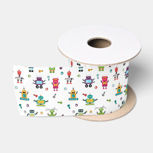 Cute Kleurrijke Robots Kinderen Robot Patroon Lint